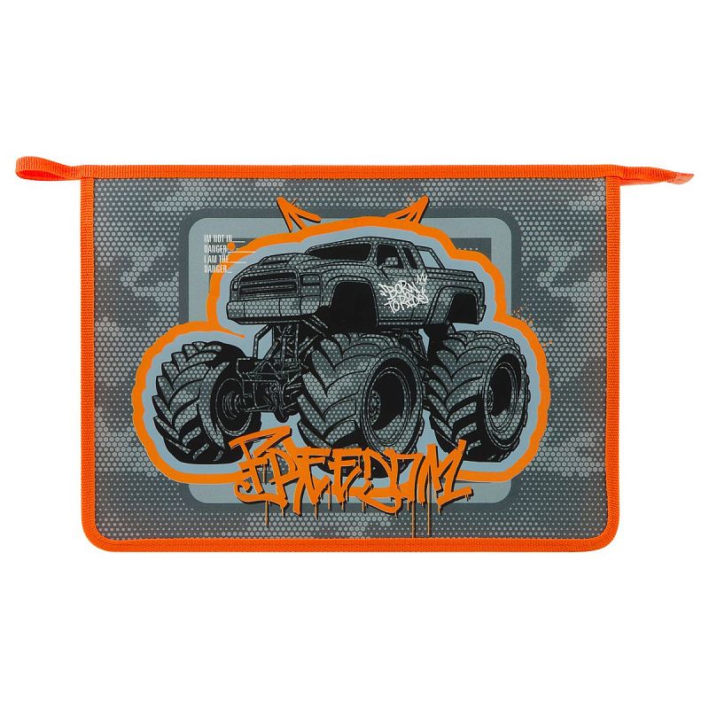 Папка для тетрадей 1 отделение, ArtSpace "Huge wheels", А4, пластик, на молнии 