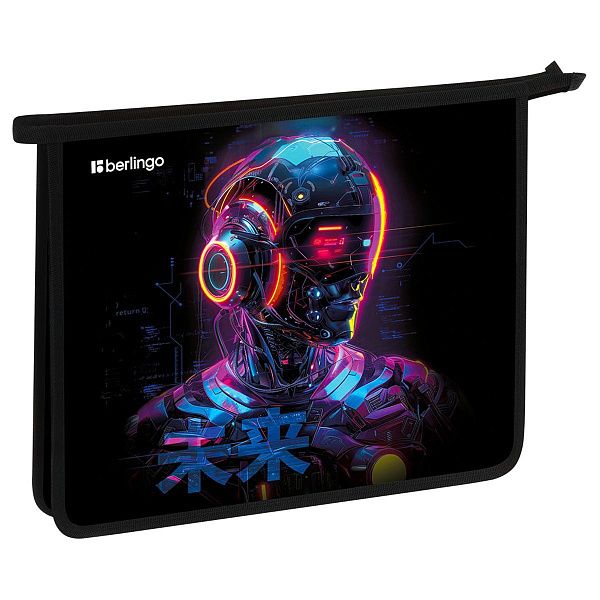 Папка для тетрадей 1 отделение, А5 Berlingo "Cyberpunk", 240*205*40 мм, пластик, на молнии