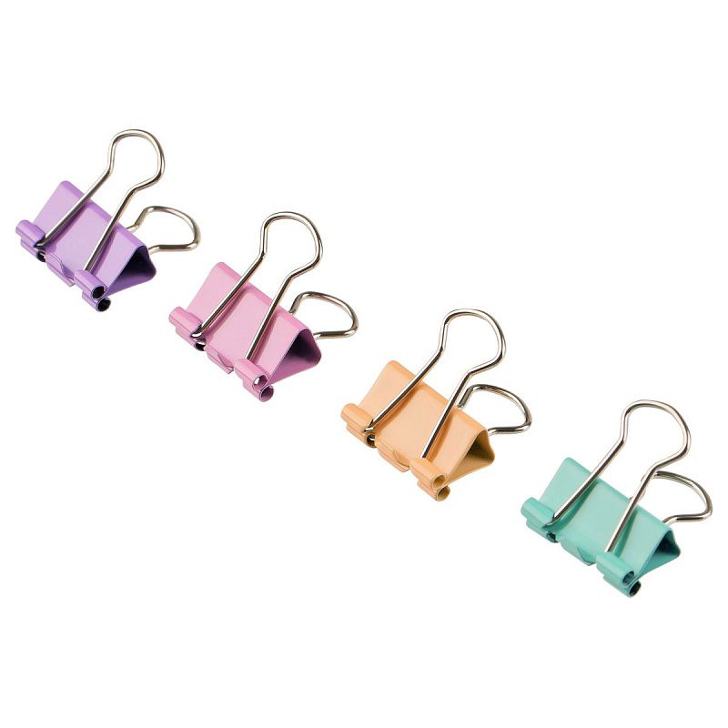 Зажимы для бумаг 19мм, MESHU "Pastel", 10шт., ассорти, пакет с замком зип лок, европодвес