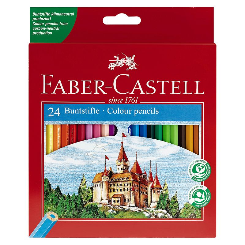 Карандаши цветные Faber-Castell "Замок", 24цв., шестигр., заточ., картон, европодвес