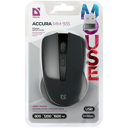 Мышь беспроводная Defender Accura MM-935, черный, 4btn+Roll