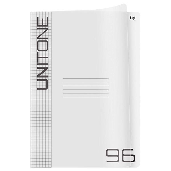 Тетрадь 96л., А4 клетка BG "UniTone", пластиковая обложка, прозрачный