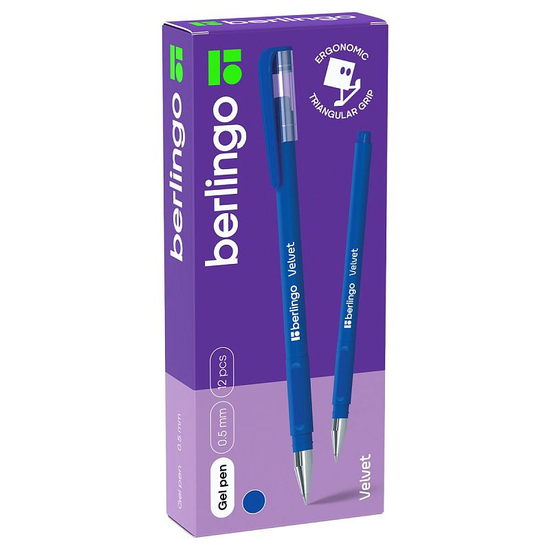 Ручка гелевая Berlingo "Velvet" синяя, 0,5мм, прорезиненный корпус 
