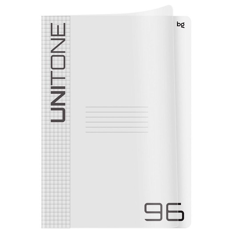 Тетрадь 96л., А4 клетка BG "UniTone", пластиковая обложка, прозрачный