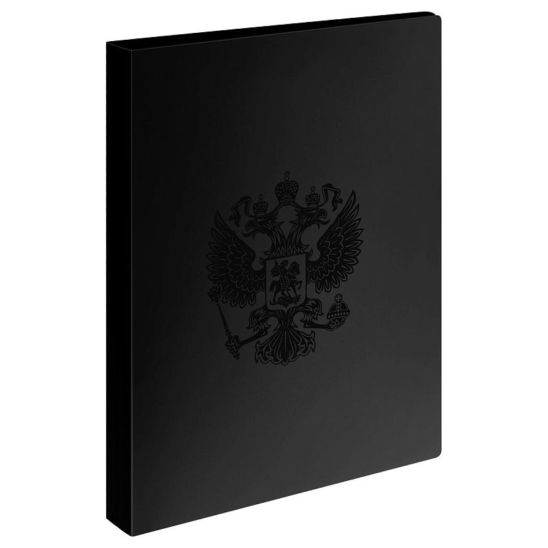 Папка с 60 вкладышами СТАММ "Герб" А4, 21мм, 700мкм, пластик, черный