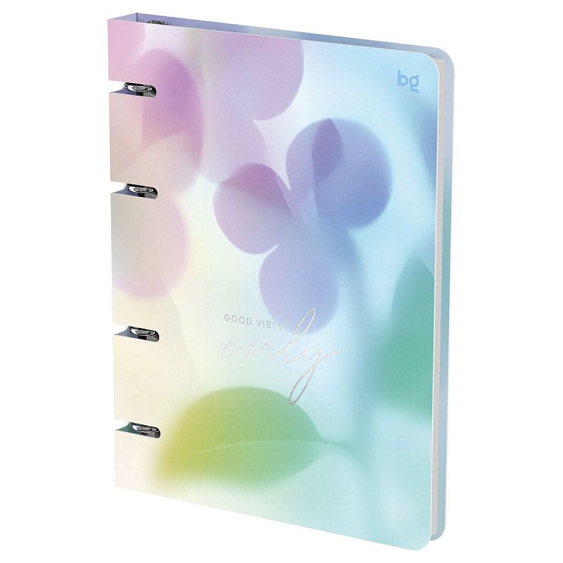 Тетрадь на кольцах А5, 120л., BG "Good vibes", картон, soft-touch ламинация, тиснение фольгой