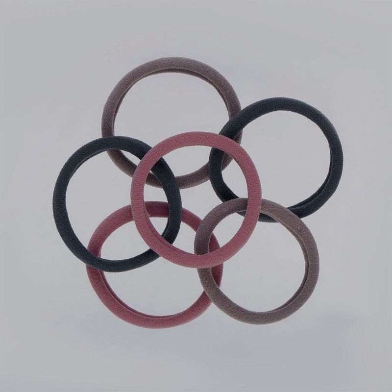 Резинки для волос MESHU "Essence thin", винные, коричневые, графитовые, 6шт., европодвес