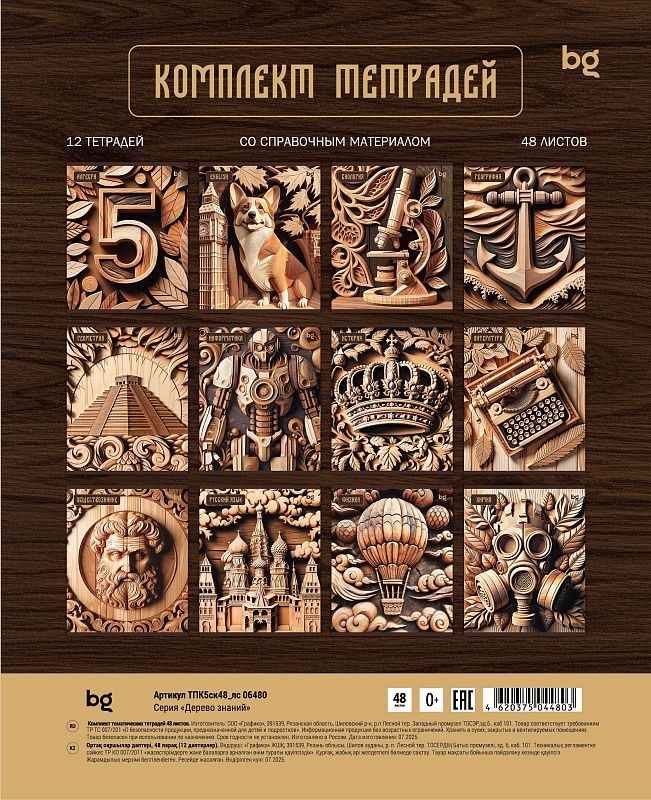 Комплект (12 шт.) предметных тетрадей 48л. BG "Дерево знаний", soft-touch ламинация