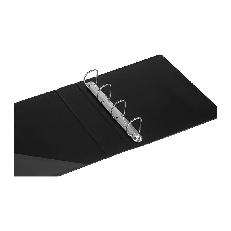 Папка на 4 кольцах OfficeSpace, панорама, 65мм, ПВХ, черная 