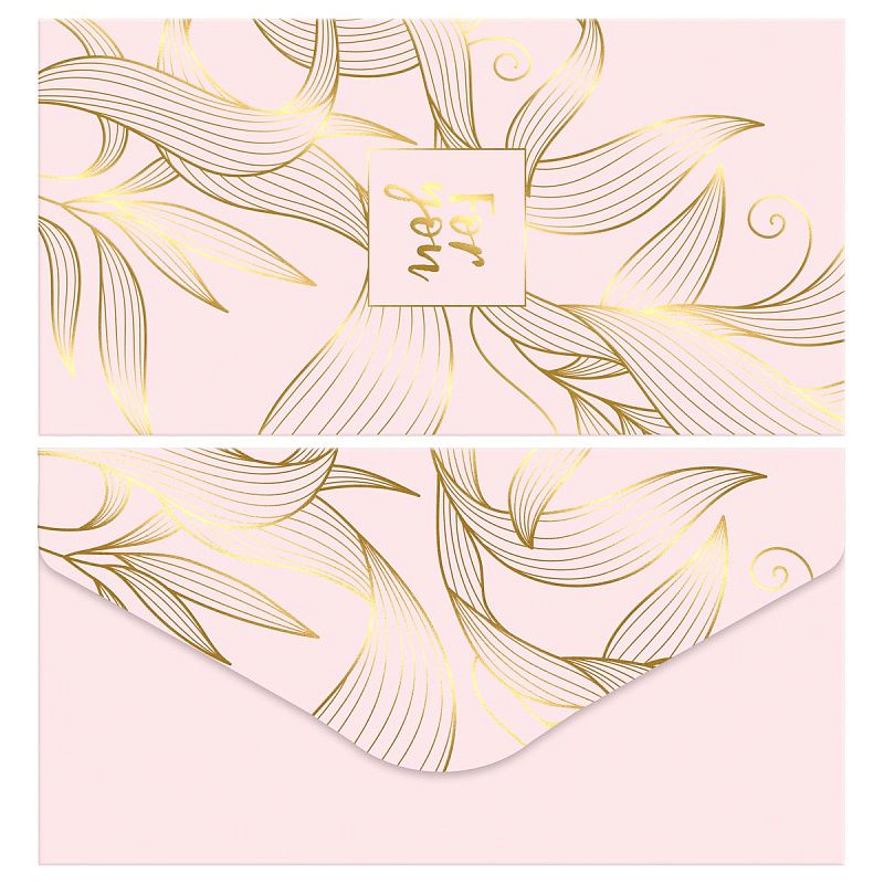 Конверт для денег MESHU "Gold flower" 85*164мм, матовая ламинация, фольга, 4 дизайна