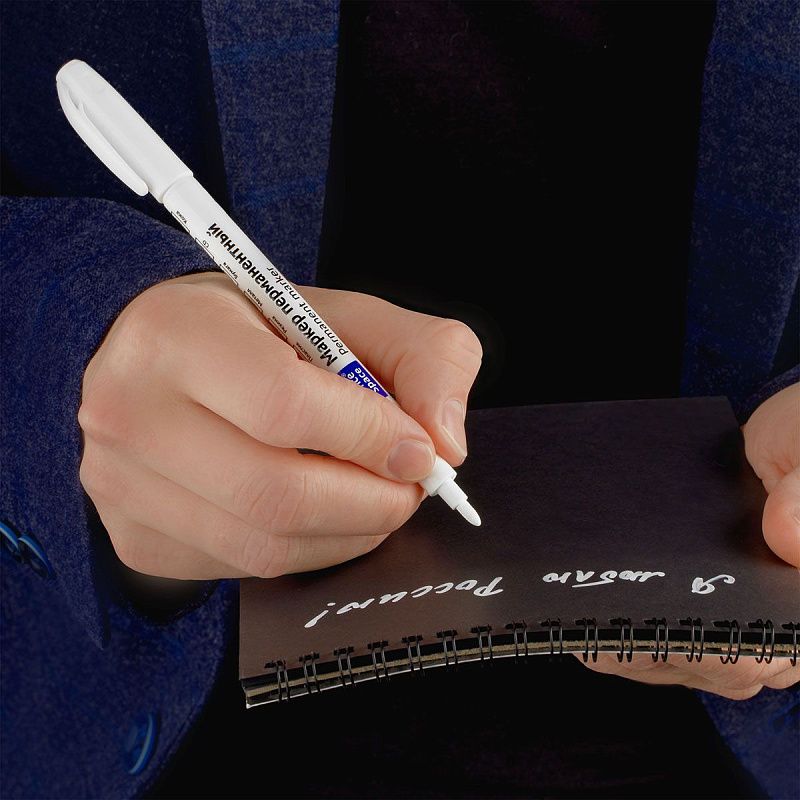 Маркер перманентный OfficeSpace белый, пулевидный, 1мм 