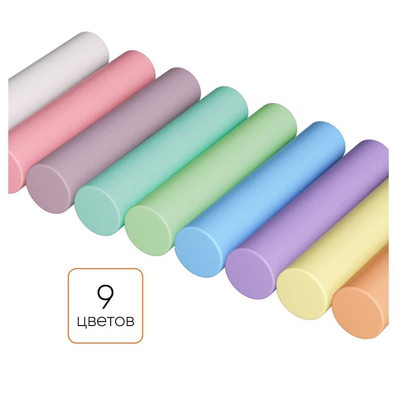 Мелки для асфальта Гамма "Мультики", цветные, 36шт., 9цв., круглые, пластиковое ведро 