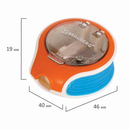 Точилка BRAUBERG "Mix Soft", пластиковая, с контейнером, корпус ассорти, 229585 
