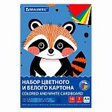 Набор картона БЕЛЫЙ+ЦВЕТНОЙ А4 немелованный, 10 л. (белый 4 л. + цветной 6 л.), в папке, 116631