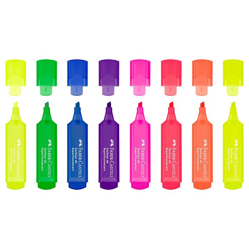 Набор текстовыделителей Faber-Castell "46 Superfluorescent" 7 флуоресцентных цв., 8шт., 1-5мм, картон. уп. 