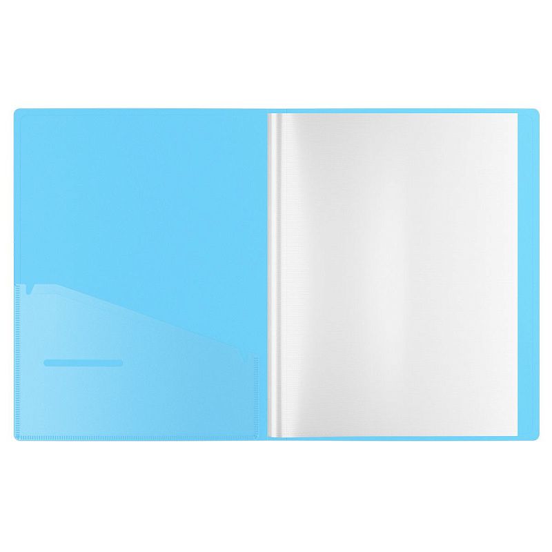 Папка с 20 вкладышами Berlingo "Soft Touch Pro", 17мм, 700мкм, с внутр. карманом, синяя, внутр. голубая, софт-тач 