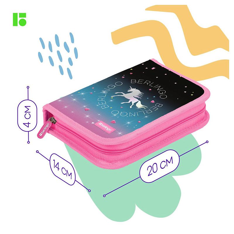 Пенал 1 отделение, 200*140*40 Berlingo "Perfect ", дополнительная откидная секция, полиэстер 