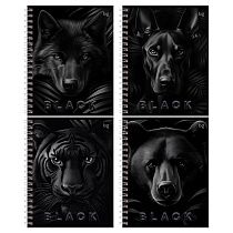 Тетрадь 96л., А5, клетка на гребне BG "Just Black", soft-touch ламинация, выб.лак