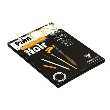 Скетчбук - альбом для смешанных техник 20л., А5 Clairefontaine "Paint ON Noir", на склейке, черный, 250г/м2