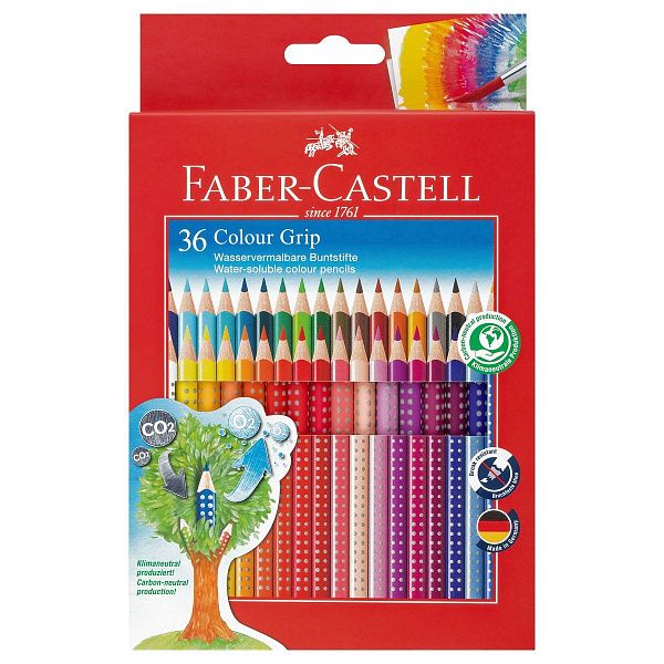 Карандаши цветные Faber-Castell "Grip", 36цв., трехгран., заточен., картон., европодвес