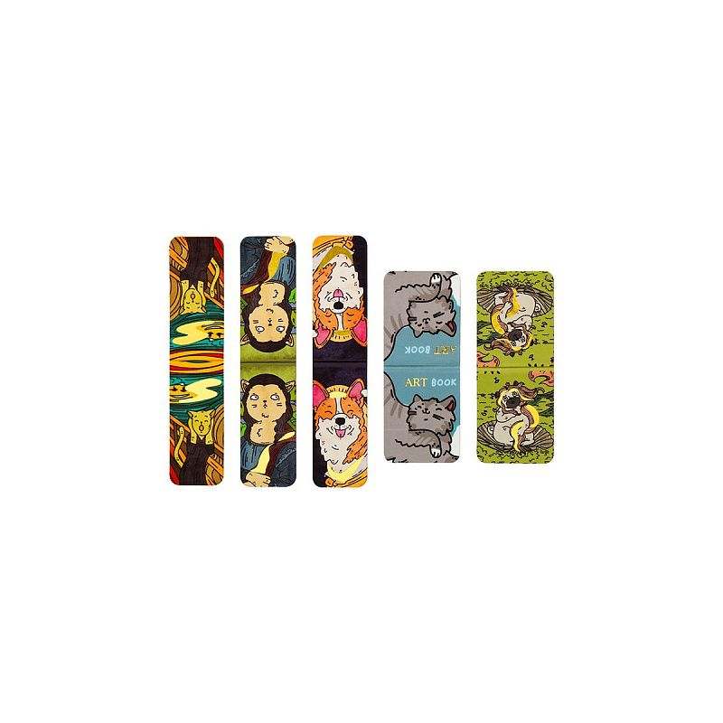 Закладки магнитные для книг, 5шт., MESHU "Book art", матовая ламинация, фольга 