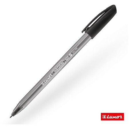 Ручка шариковая Luxor "InkGlide 100 Icy" черная, 0,7мм, трехгран. 