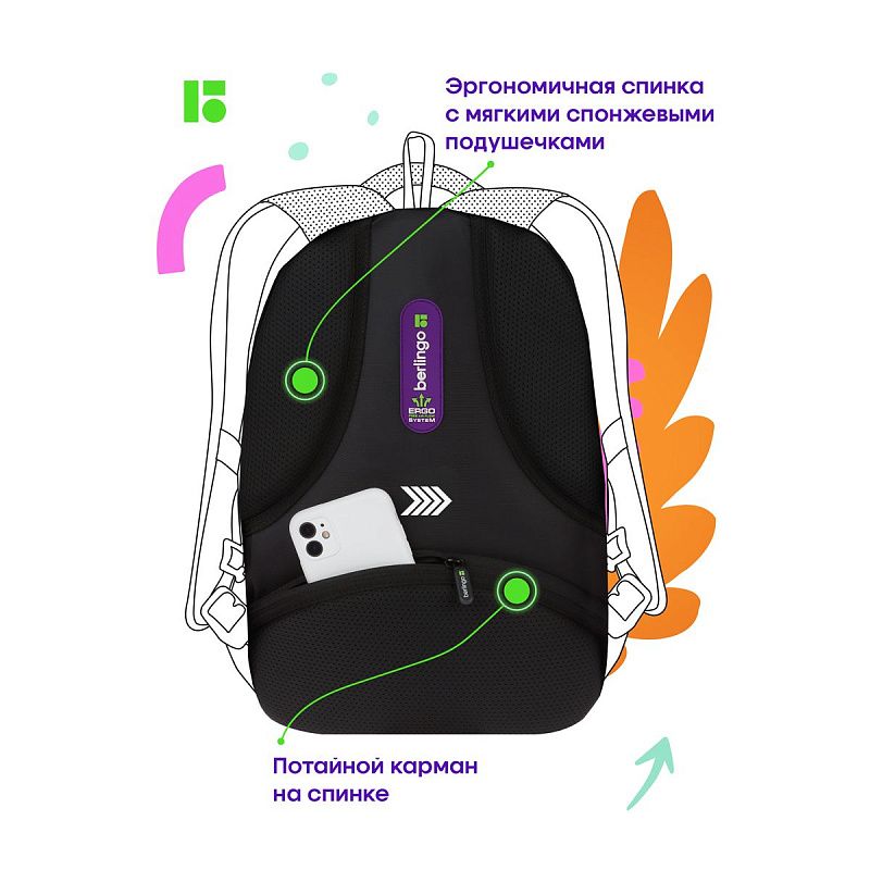 Рюкзак Berlingo Comfort "Speed of light" 38*27*18см, 3 отделения, 3 кармана, эргономичная спинка 