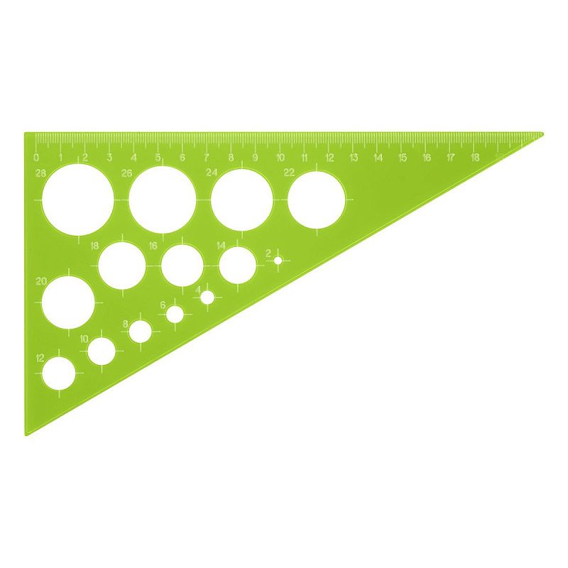 Треугольник 30°, 19см СТАММ, пластиковый, с окружностями, прозрачный, неоновые цвета, ассорти 