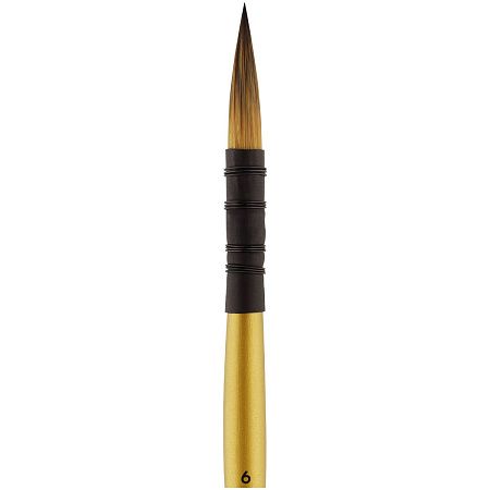 Кисть художественная синтетика Гамма "GOLD BRUSH", круглая №6, французское крепление, короткая ручка