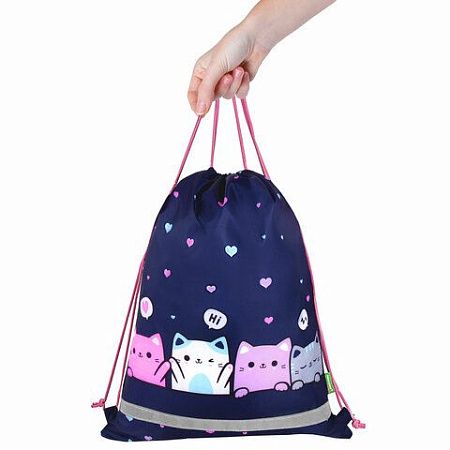 Мешок для обуви BRAUBERG KIDS, светоотражающая полоса, 46х36 см, Anti-gravity, 273437 