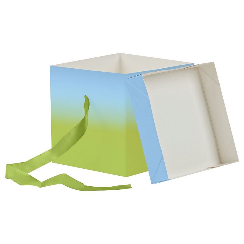 Коробка складная подарочная MESHU "Duotone. Blue-Green gradient", (15*15*15см), с лентой