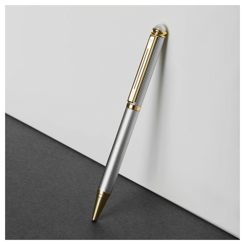 Ручка шариковая Luxor "Ellan" синяя, 1,0мм, корпус серебро/золото, поворотный механизм, футляр 