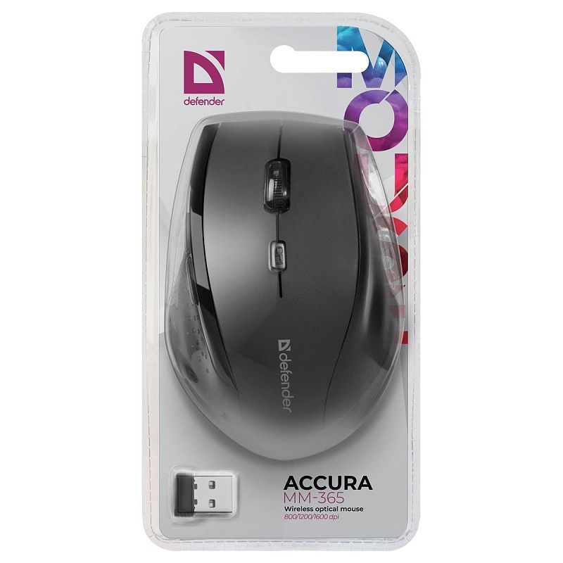 Мышь беспроводная Defender Accura MM-365, черный, 5btn+Roll