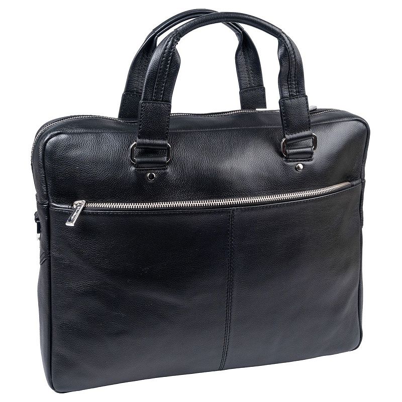 Сумка деловая Berlingo "Business Style" натуральная кожа, черный, 1 отделение, молния 