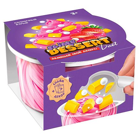 Слайм с добавками для замешивания Slime "Dessert Duet", банановый бум/клубничный взрыв/яблочный краш/взрывной чизкейк, ассорти