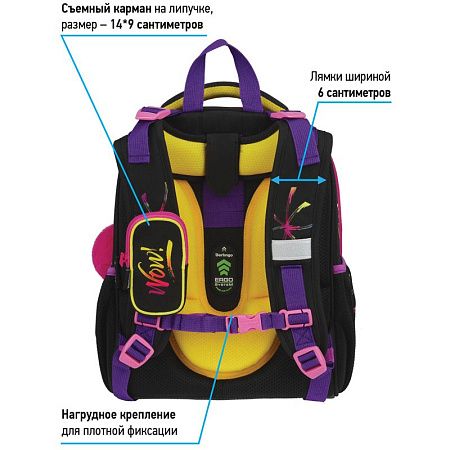 Ранец Berlingo Expert "Neon fashion" 37*28*16см, 2 отделения, 2 кармана, анатомическая спинка 