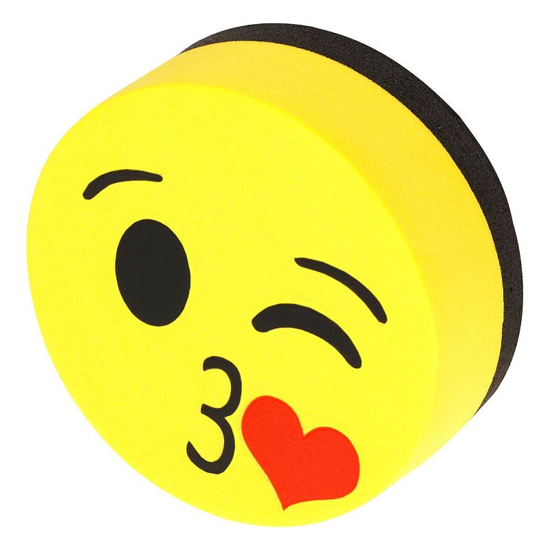 Губка-стиратель для досок OfficeSpace "Смайлик" 50мм, на магните, материал EVA, желтый, европодвес
