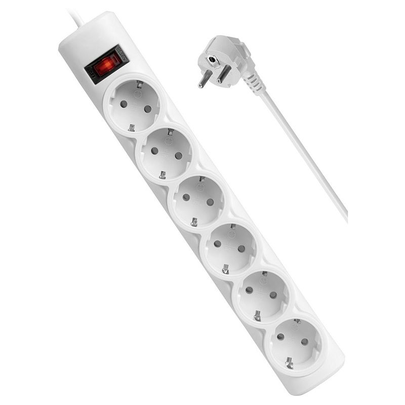 Сетевой фильтр Defender DFS 155 6 розеток 5,0м, белый