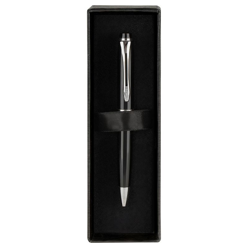 Ручка шариковая Luxor "Trident" синяя, 0,7мм, корпус черный/хром, поворотный механизм, футляр 