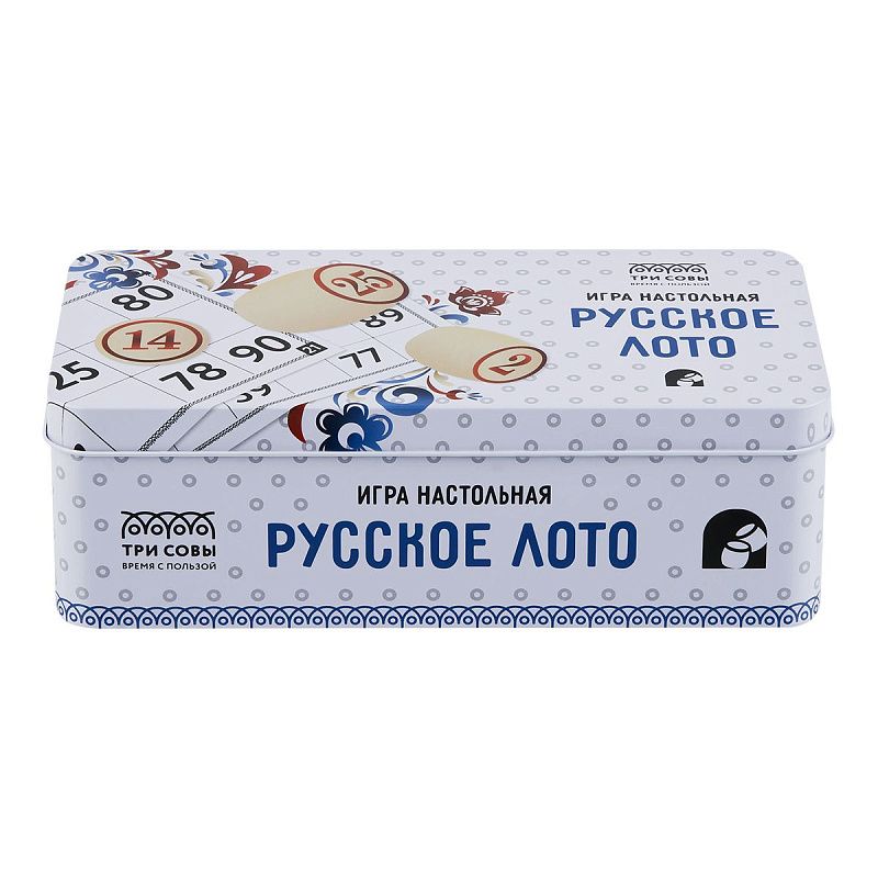 Игра настольная ТРИ СОВЫ "Русское лото", с бочонками, металлическая коробка