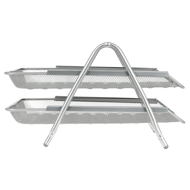 Лоток для бумаг горизонтальный СТАММ, 2 секции, металл, серебристый