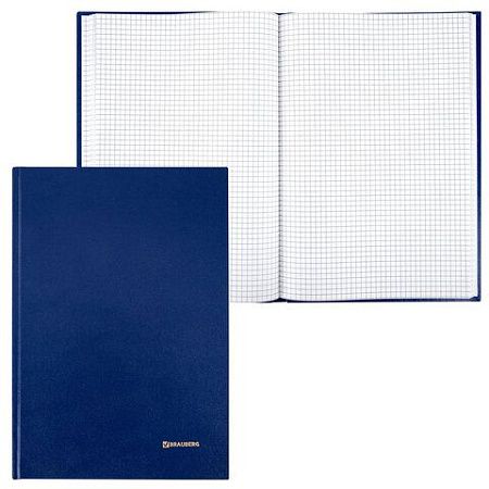Книга учета 96 л., клетка, твердая, бумвинил, блок офсет, А4 (200х290 мм), BRAUBERG, светло-синяя, 130069