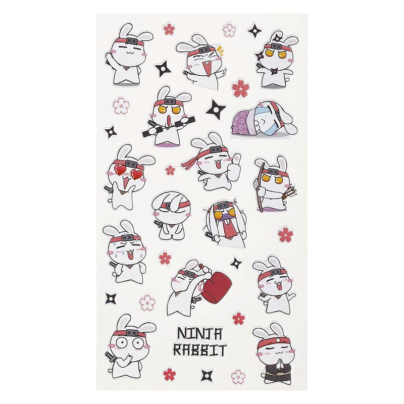 Наклейки объемные MESHU "Ninja Rabbit", 10*23см, инд. уп., европодвес