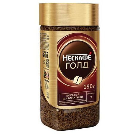 Кофе молотый в растворимом NESCAFE (Нескафе) "Gold", сублимированный, 190 г, стеклянная банка, 12135508