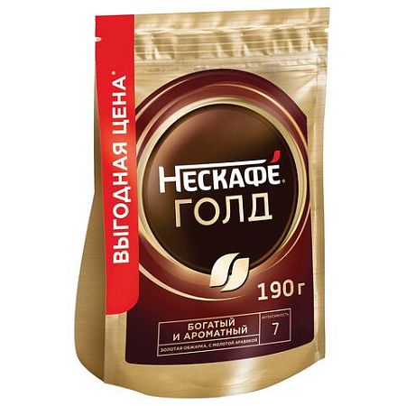 Кофе молотый в растворимом NESCAFE (Нескафе) "Gold", сублимированный, 190 г, мягкая упаковка, 12403031