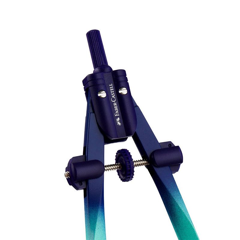 Циркуль Faber-Castell + грифели, пластиковый футляр,  цвет мятно-синий, розово-жемчужный, фиолетово-коралловый 