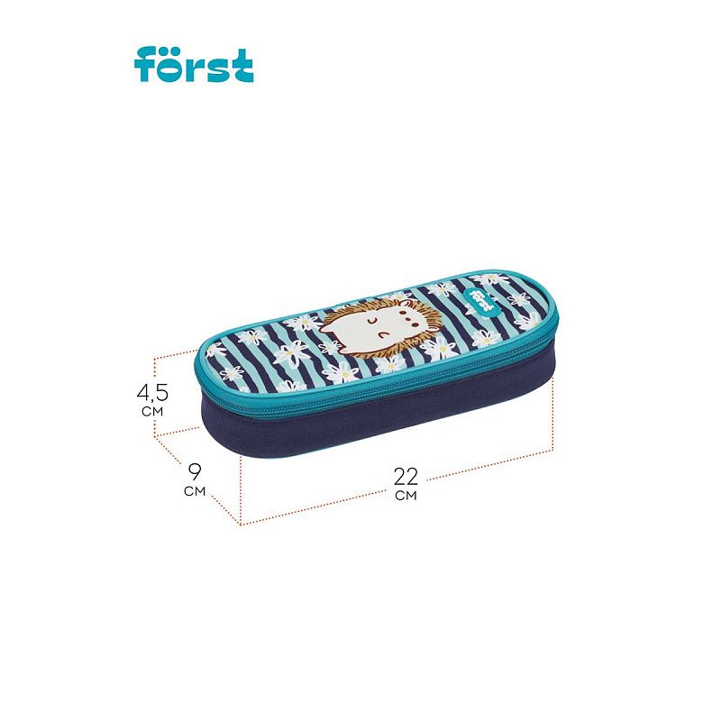 Пенал корпусный 1 отделение, 220*90*45 Först "Blue hedgehog", полиэстер 