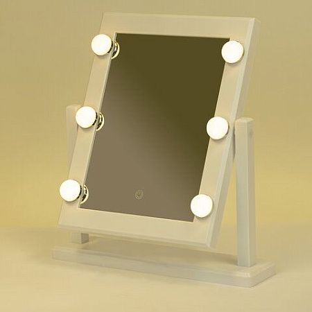 Зеркало для макияжа гримерное, 6 LED-ламп, 3 режима свечения, размер 21х29 см, работа от USB или 4хAA, цвет белый, WBZ, 609334