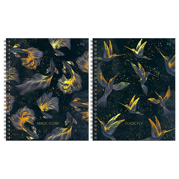 Тетрадь 120л., А5, клетка на гребне BG "Magic flow", глянцевая ламинация, тиснение фольгой, твердая обложка