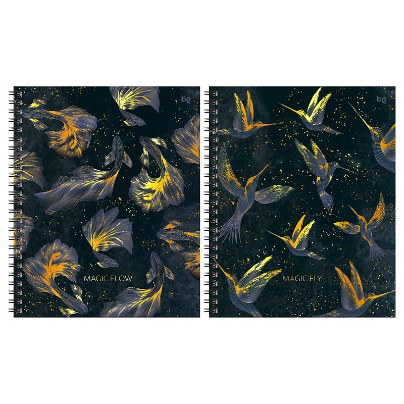 Тетрадь 120л., А5, клетка на гребне BG "Magic flow", глянцевая ламинация, тиснение фольгой, твердая обложка